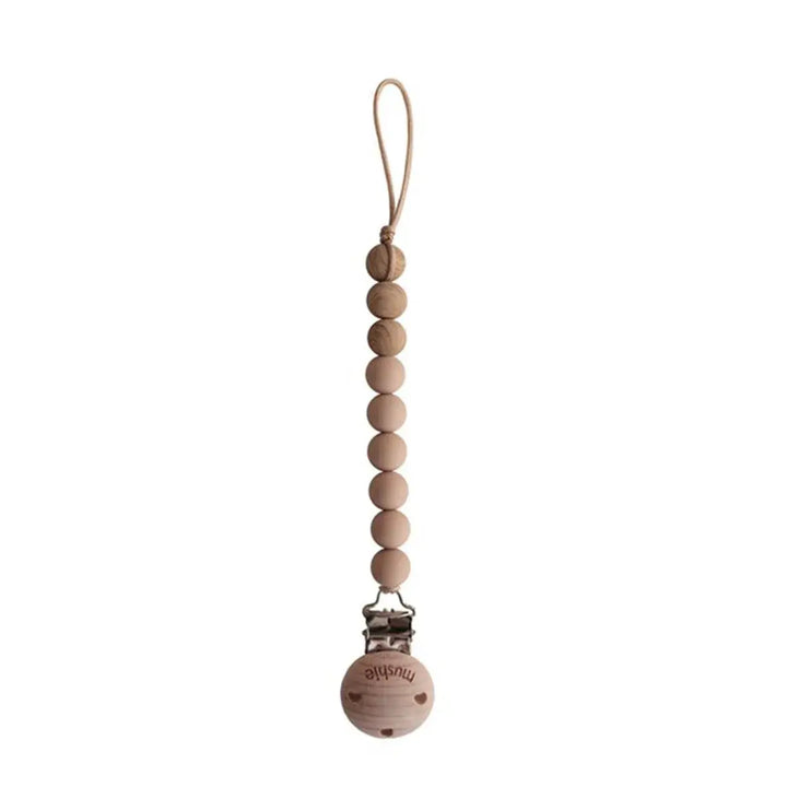 Mushie Pacifier Clip Eva PALE TAUPE