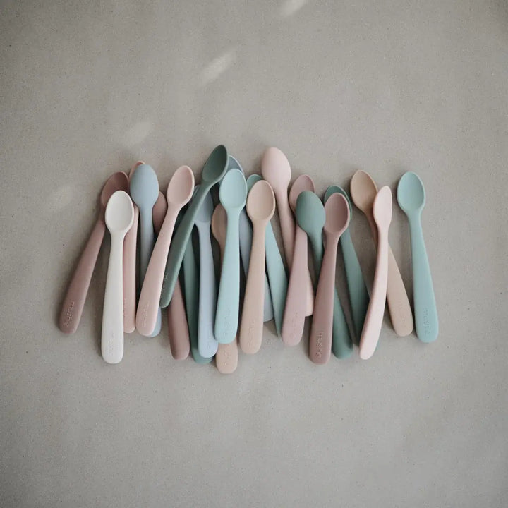 Mushie Spoons 2pc CAMBRIDGE BLUE and SHIFTING SAND