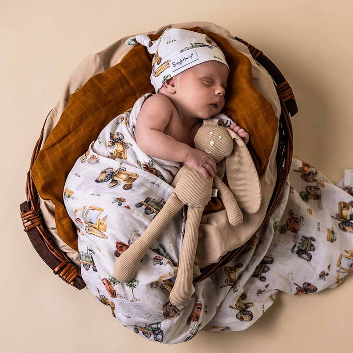 Organic Muslin Wrap - Diggers & Tractors