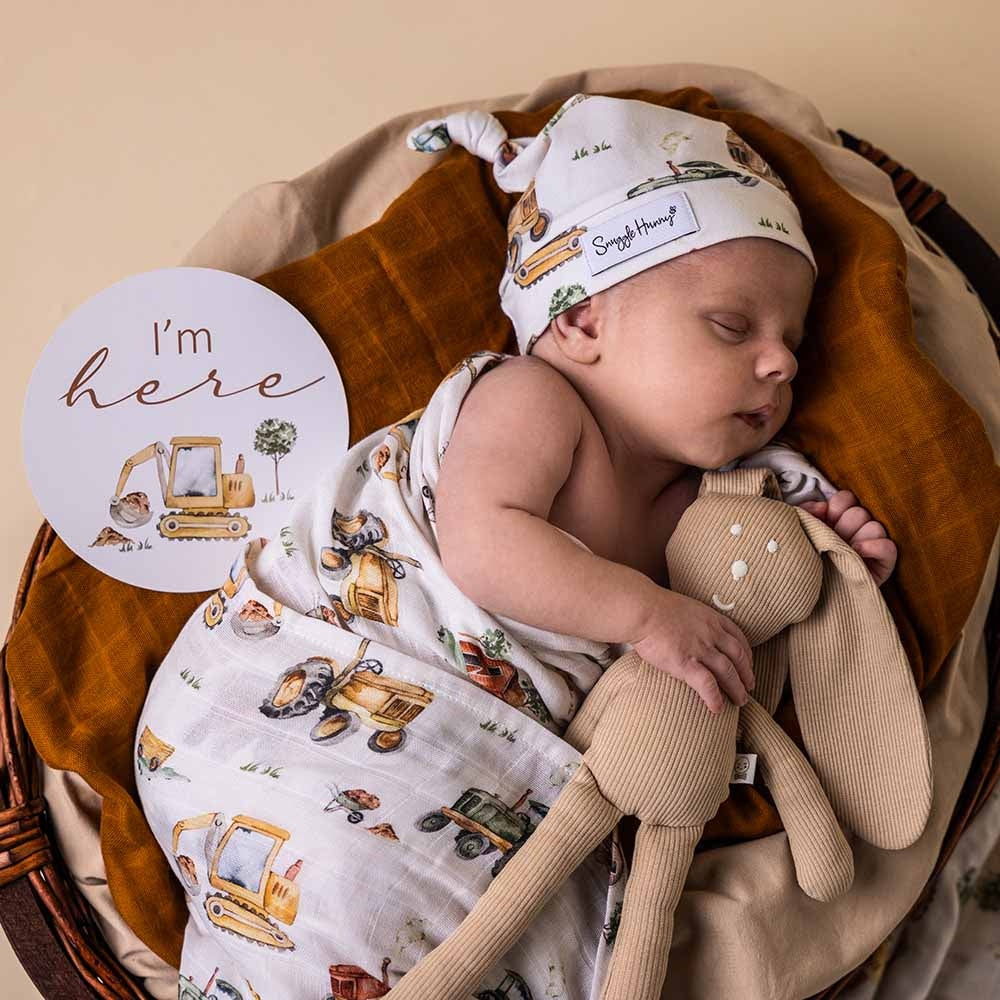 Organic Muslin Wrap - Diggers & Tractors