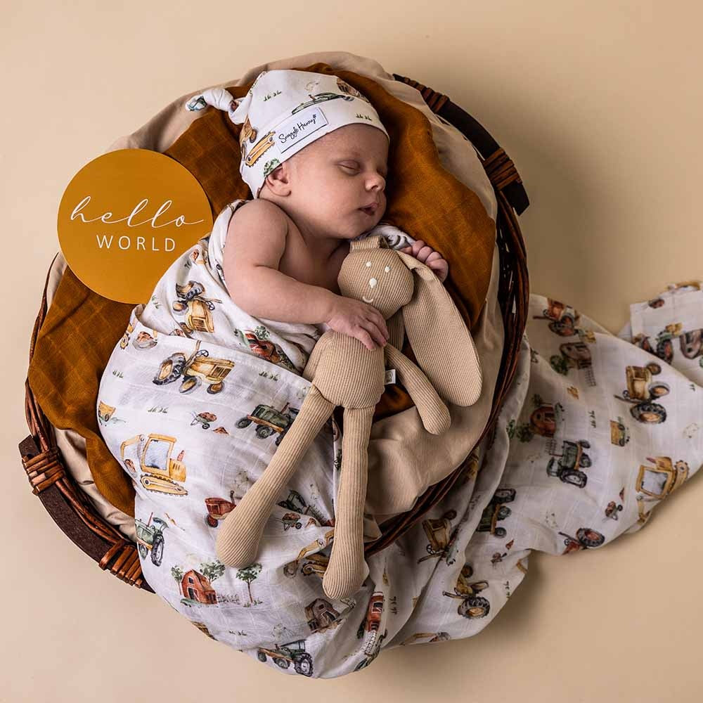 Organic Muslin Wrap - Diggers & Tractors