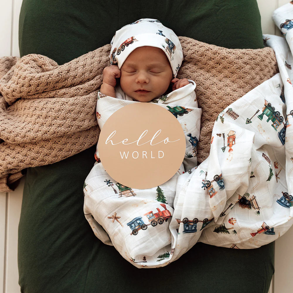 Organic Muslin Wrap - Trains