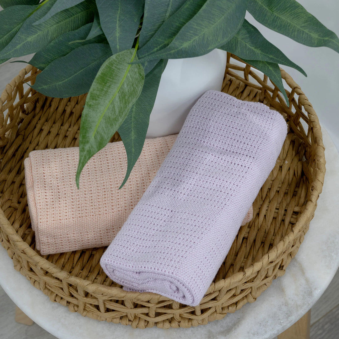 Bubba Blue Nordic 2pk Cellular Blanket Peach/Lilac