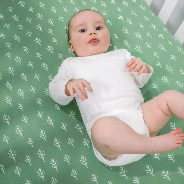 Bubba Blue Nordic 2pk Jersey Cot Fitted Sheets Avocado/Forest
