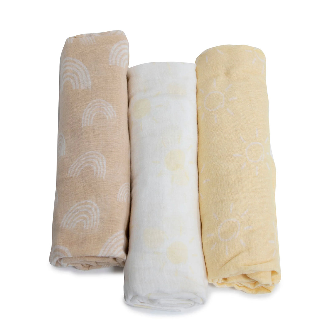 Bubba Blue Nordic 3pk Muslin Wraps - Vanilla/Latte