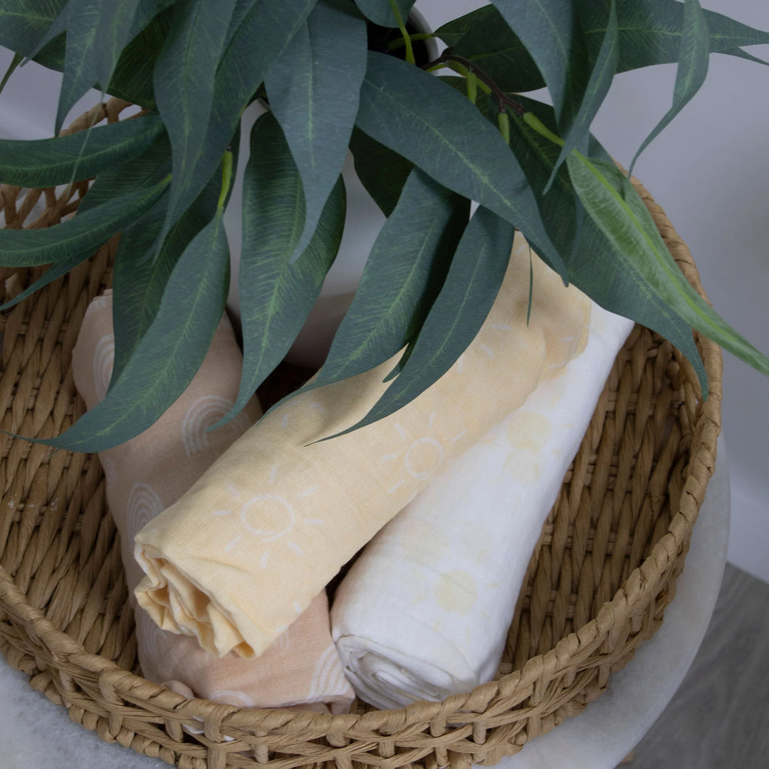 Bubba Blue Nordic 3pk Muslin Wraps - Vanilla/Latte