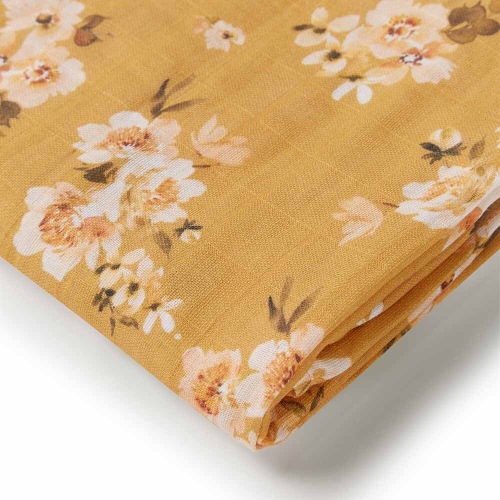 Organic Muslin wrap -Golden Flower