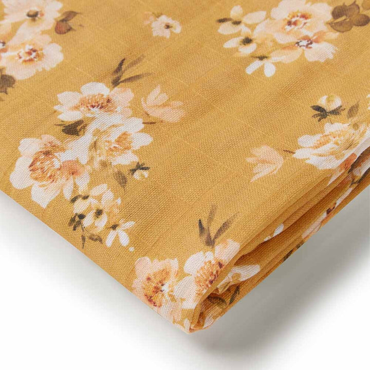 Organic Muslin wrap -Golden Flower