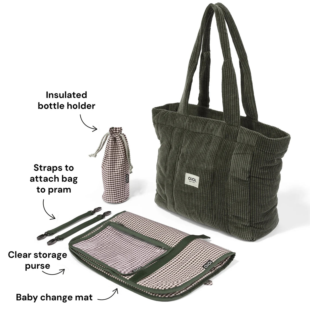 OiOi Everyday Tote - Moss Green Corduroy