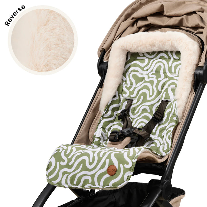 OiOi Cozy Fleece Pram Liner - Green Squiggle