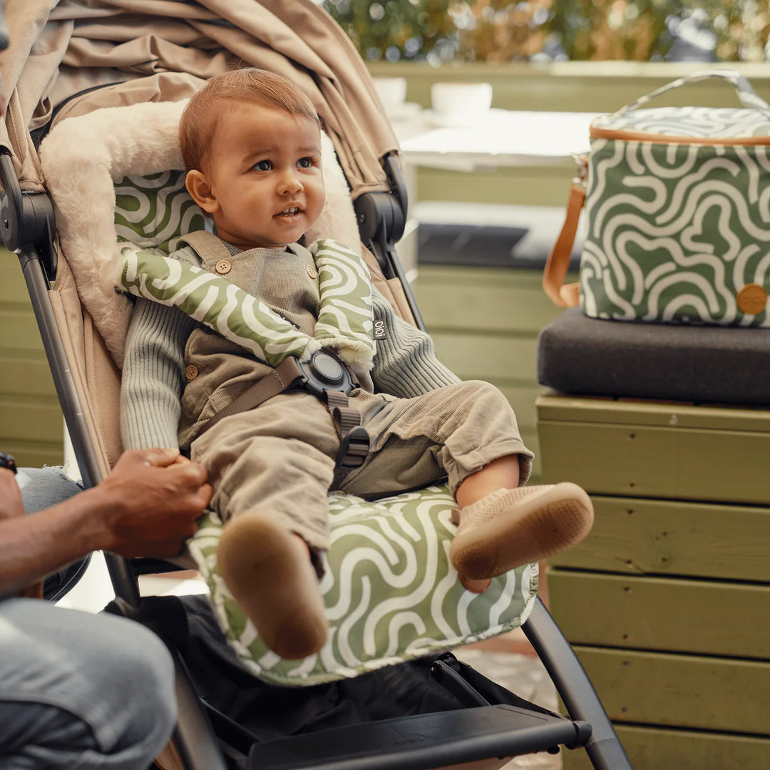 OiOi Cozy Fleece Pram Liner - Green Squiggle