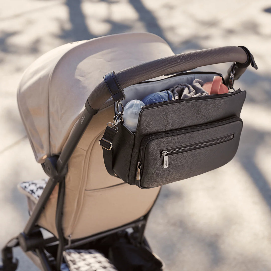 OiOi Multitasker Pram Caddy - Black Vegan Leather