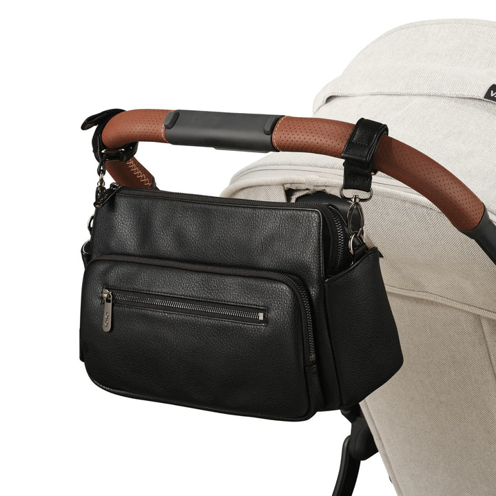 OiOi Multitasker Pram Caddy 2.0 - Black Vegan Leather
