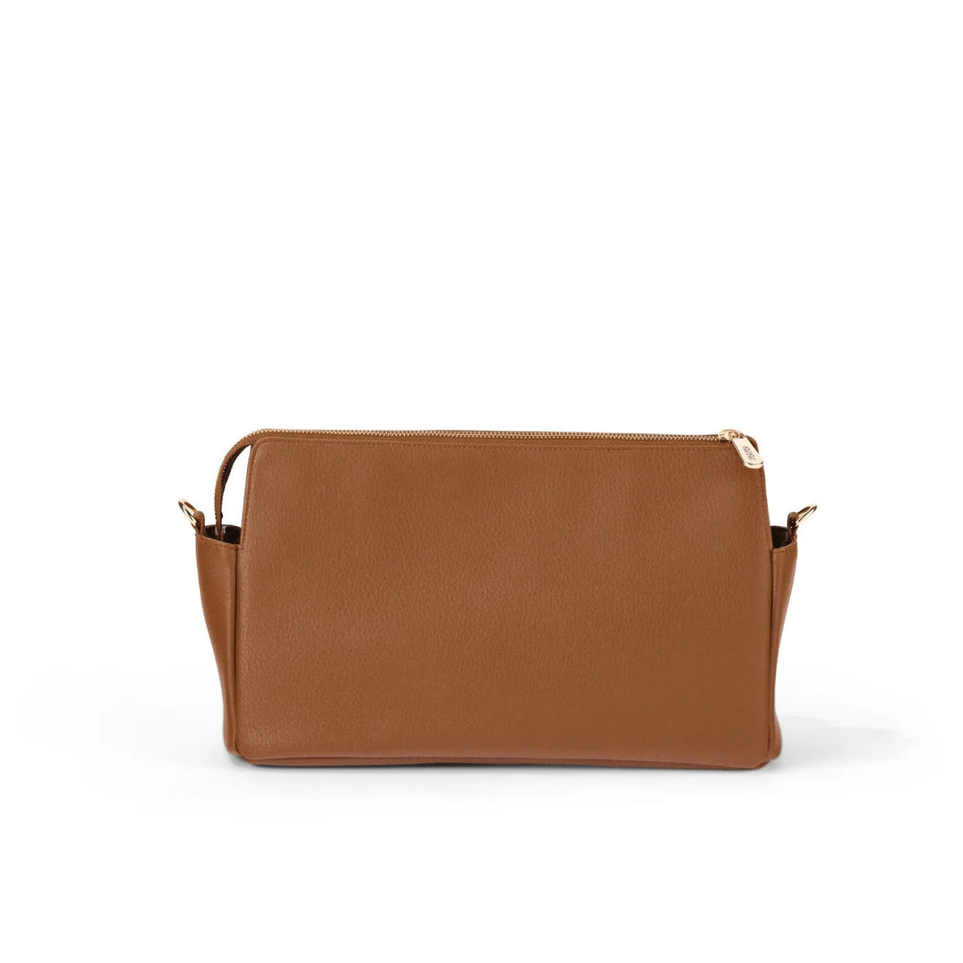 OiOi Multitasker Pram Caddy 2.0 - Chestnut Brown Vegan Leather