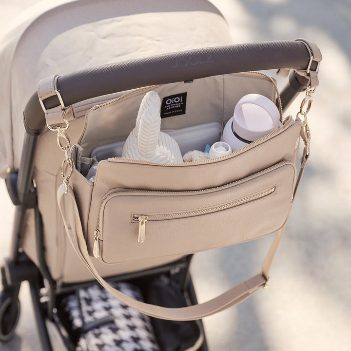 OiOi Multitasker Pram Caddy 2.0 - Oat Vegan Leather