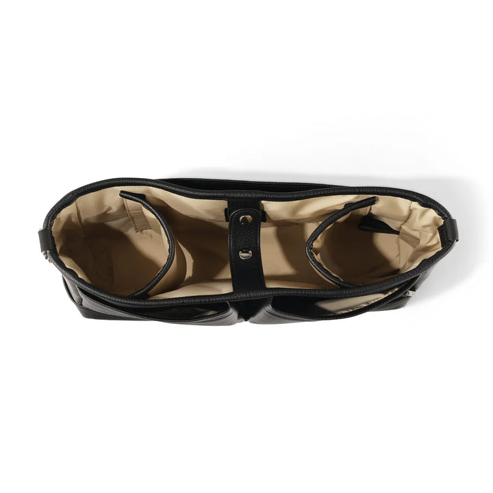 OiOi Signature Pram Caddy - Black Dimple Vegan Leather