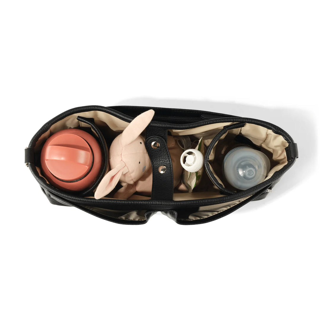 OiOi Signature Pram Caddy - Black Dimple Vegan Leather