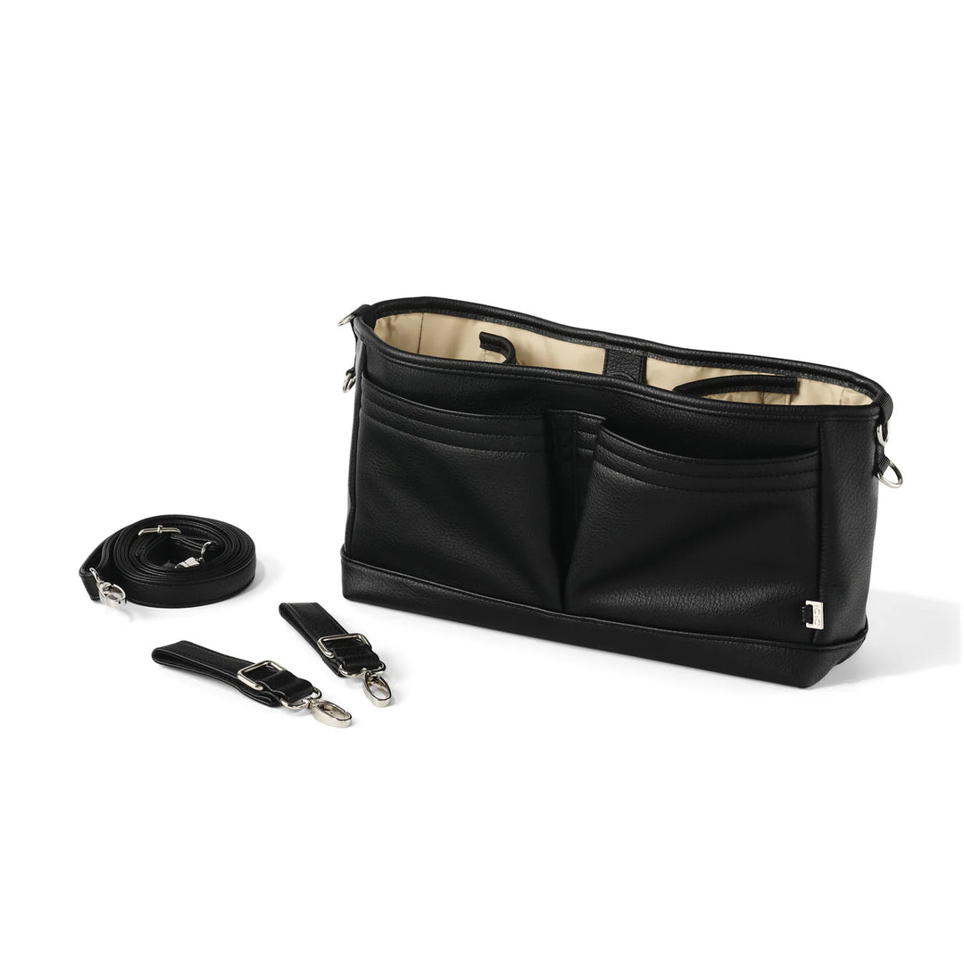 OiOi Signature Pram Caddy - Black Dimple Vegan Leather