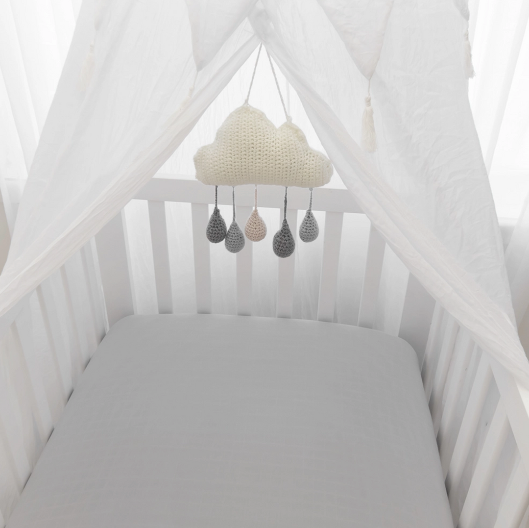 ORGANIC MUSLIN 2-PACK COT FITTED SHEETS DANDELION GREY