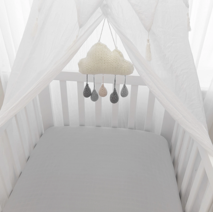 ORGANIC MUSLIN 2-PACK COT FITTED SHEETS DANDELION GREY