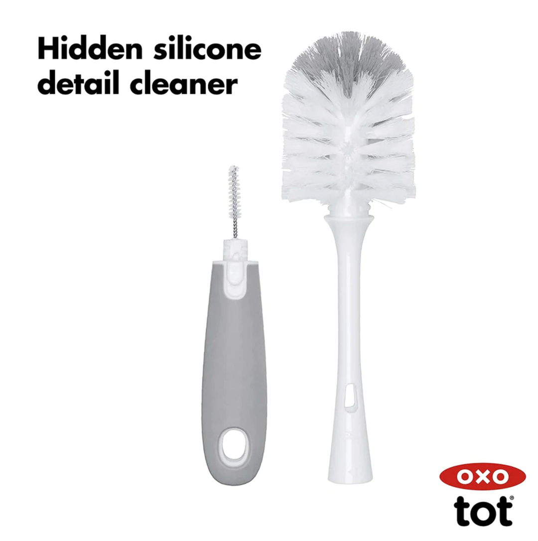 OXO Tot Bottle Brush with Detail Cleaner & Stand - Grey