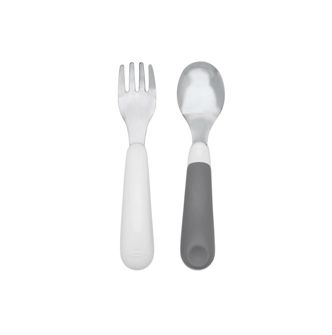 OXO Tot On the Go Fork And Spoon Set-Grey
