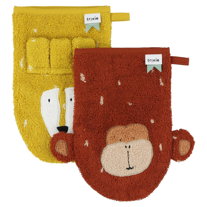 Trixie Organic washcloths 2-pack | Mr. Lion-Mr. Monkey