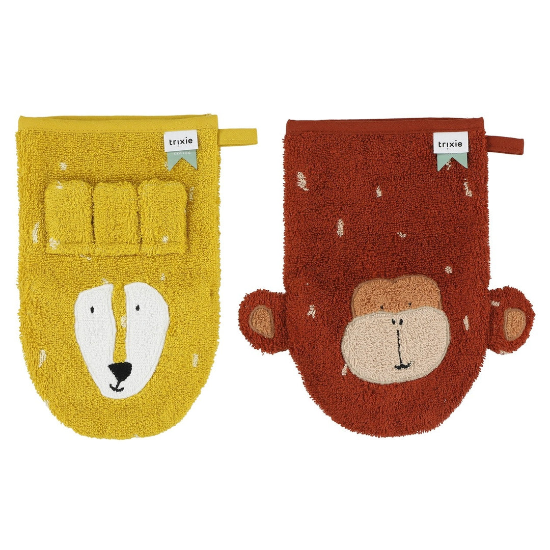 Trixie Organic washcloths 2-pack | Mr. Lion-Mr. Monkey