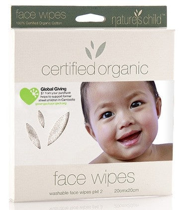 Nature's Child Certified Organic Cotton Face Wipes - 2 Pack