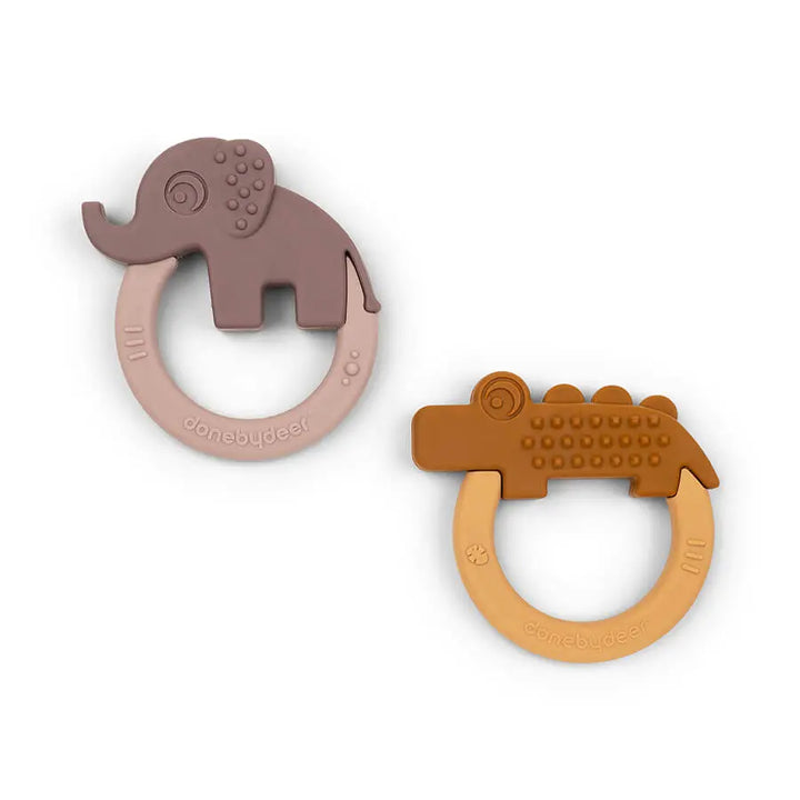 Done by deer Teether 2-pack Deer friends Mustard and Powder