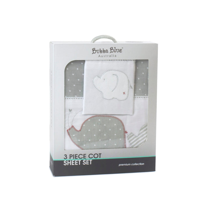 Petit Elephant Embroidered Cot Sheet Set