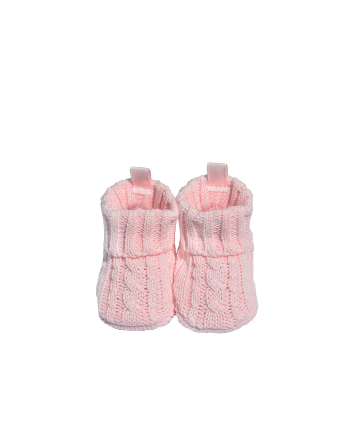 Playette Cable Knitted Booties - Pink  0-6M(1302626)