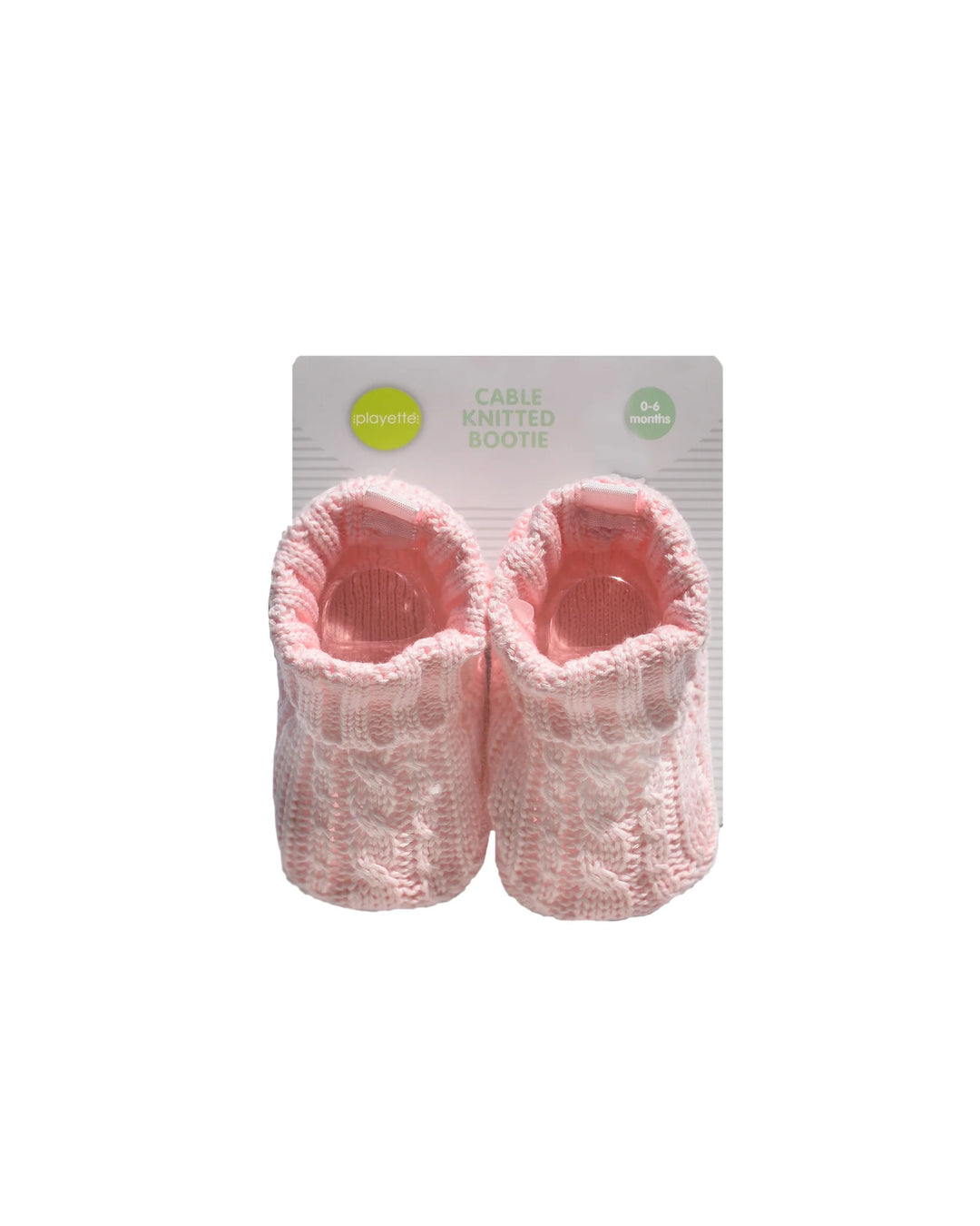 Playette Cable Knitted Booties - Pink  0-6M(1302626)