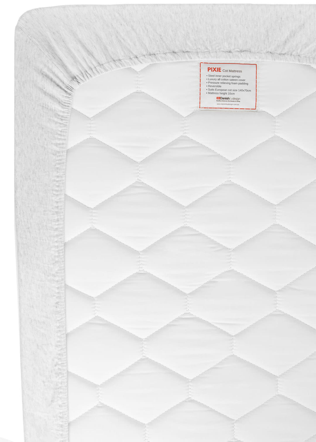 Pixie Cot Sheets - Grey Marle (size:70 x 140 x 20 cm)
