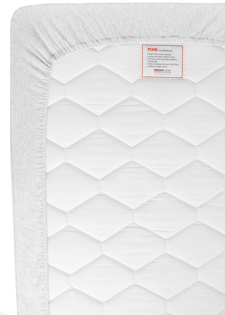 Pixie Cot Sheets - Grey Marle (size:70 x 140 x 20 cm)
