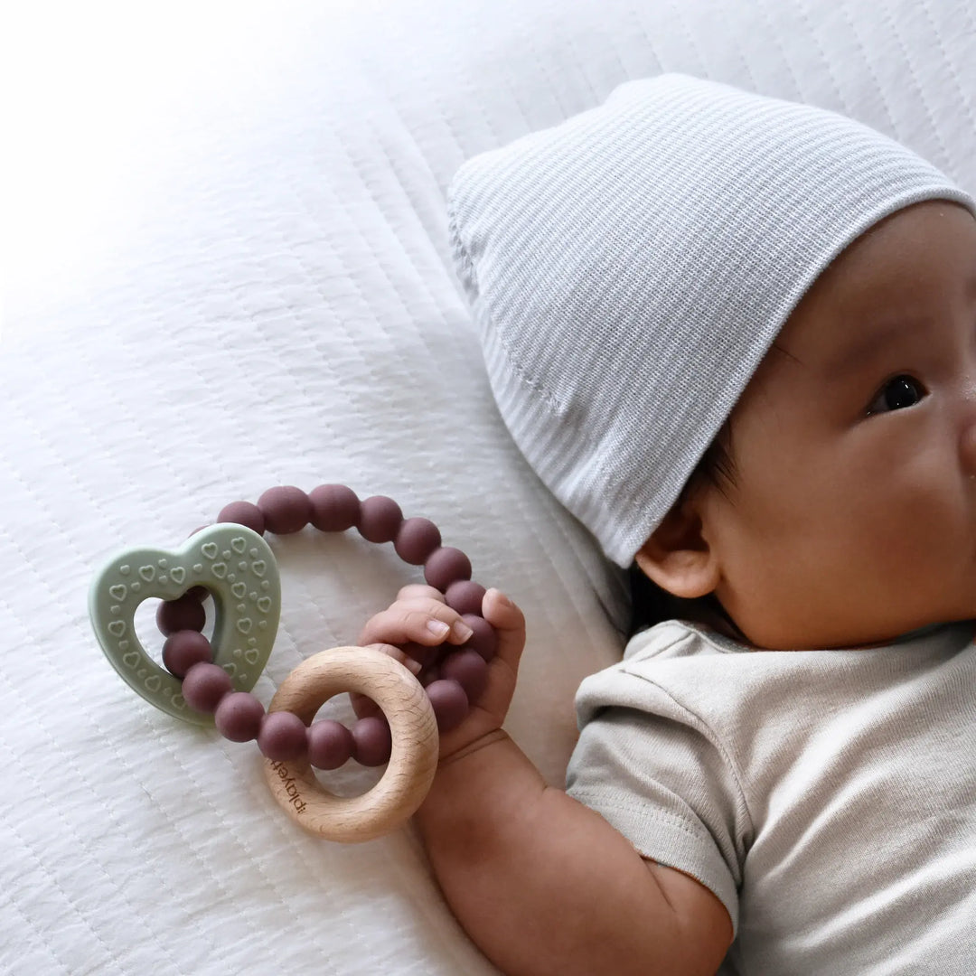 Playette Silicone & Wood Heart Teether - Mint(1501010)