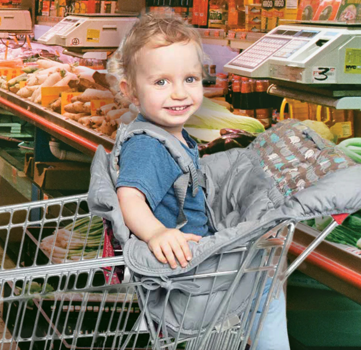 Playette Shopping Trolley and High Chair Cover Grey-Elephants(1356830)