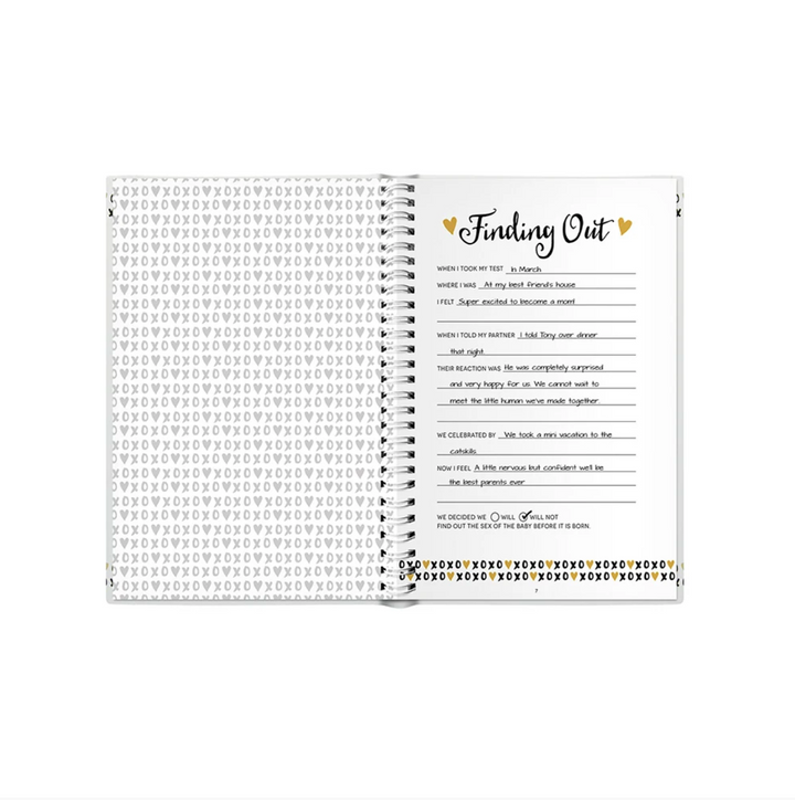 Pearhead Pregnancy Journal - Black, White & Gold