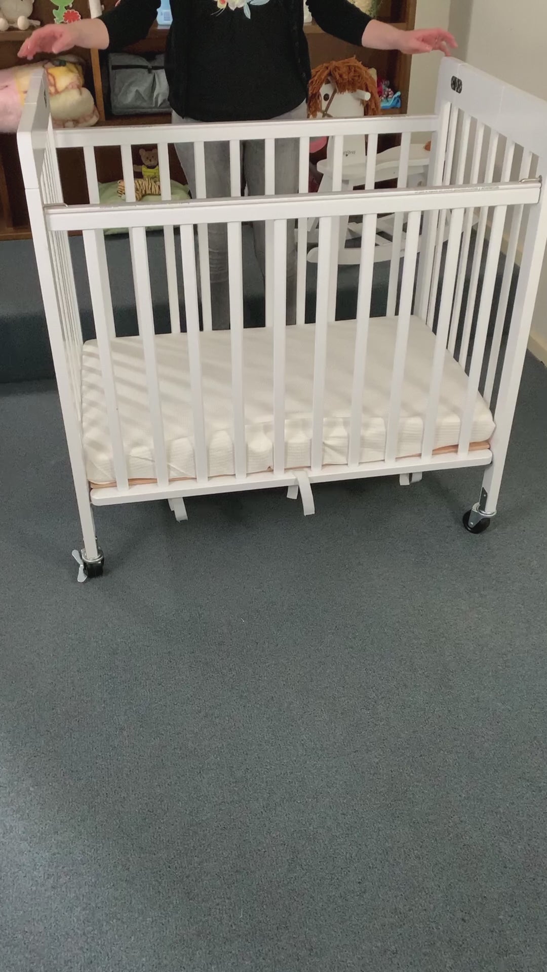 Baby Inc Stowaway Foldable Wooden Cot-White(N9608)