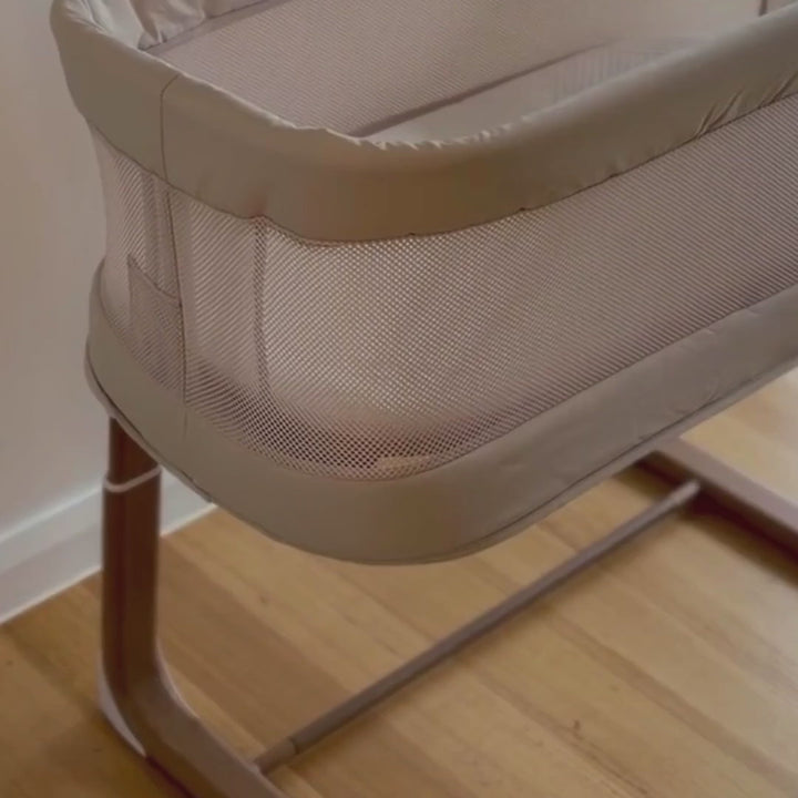 BabyRest Swan Smart Electric Bassinet - Beige/Walnut