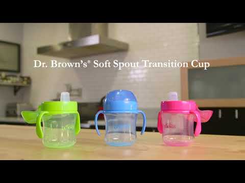 Dr Browns 270 ml Soft-Spout Toddler Cup w/ Handles - Blue Penguin (9m+)