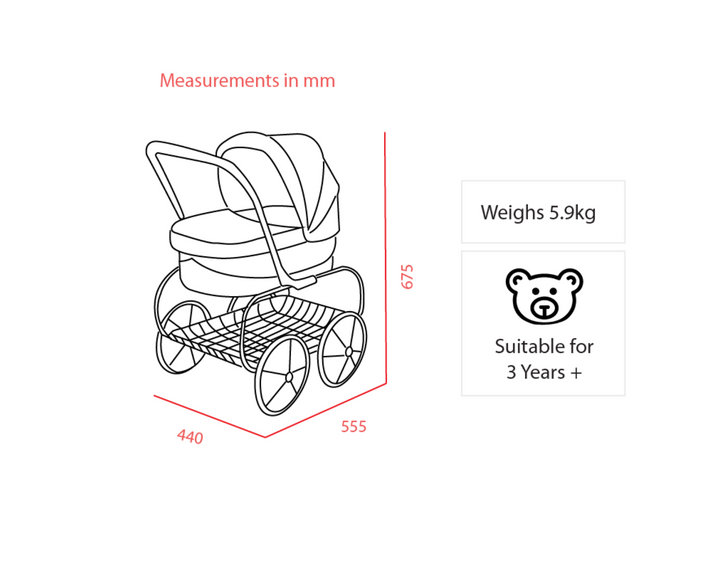 Valco Baby Princess doll stroller-Pink Grey(T0084)