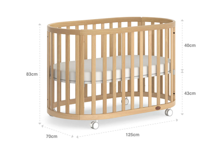 Boori Eden Oval Cot - Beech + Boori Pocket Spring Mattress