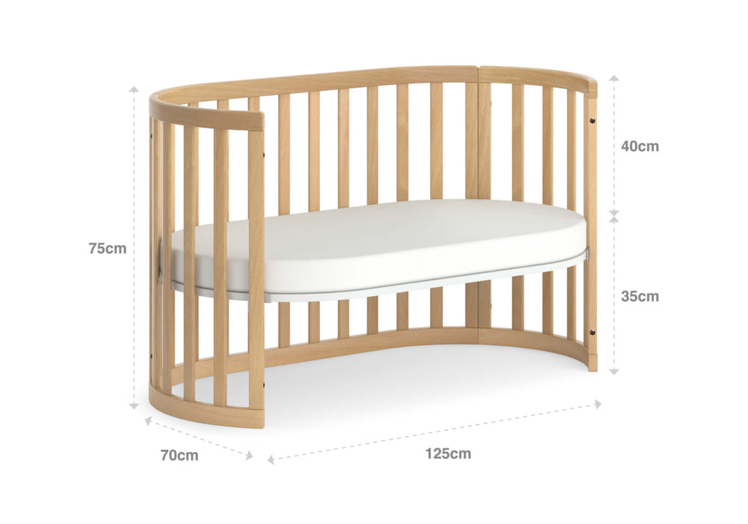 Boori Eden Oval Cot - Beech + Boori Pocket Spring Mattress