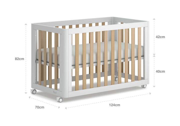 Boori Turin Compact Cot Barley White & Almond(B-TUCCO/BAAD)- Ex Display