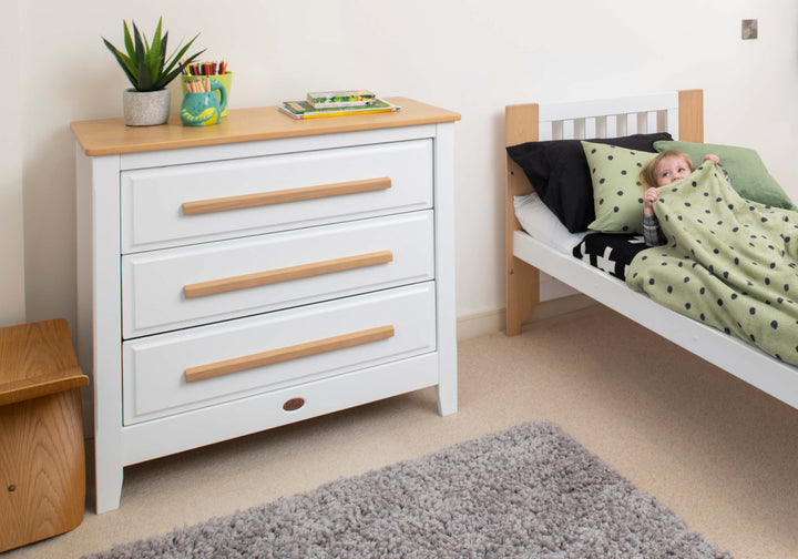 Boori Linear 3 Drawer Chest Smart Assembly-Barley White & Almond(B-LI3DCSA/BAAD)