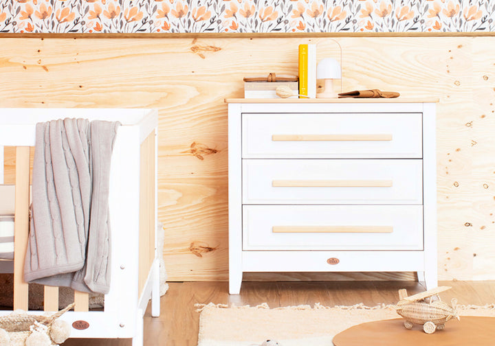 Boori Linear 3 Drawer Chest Smart Assembly-Barley White & Almond(B-LI3DCSA/BAAD)
