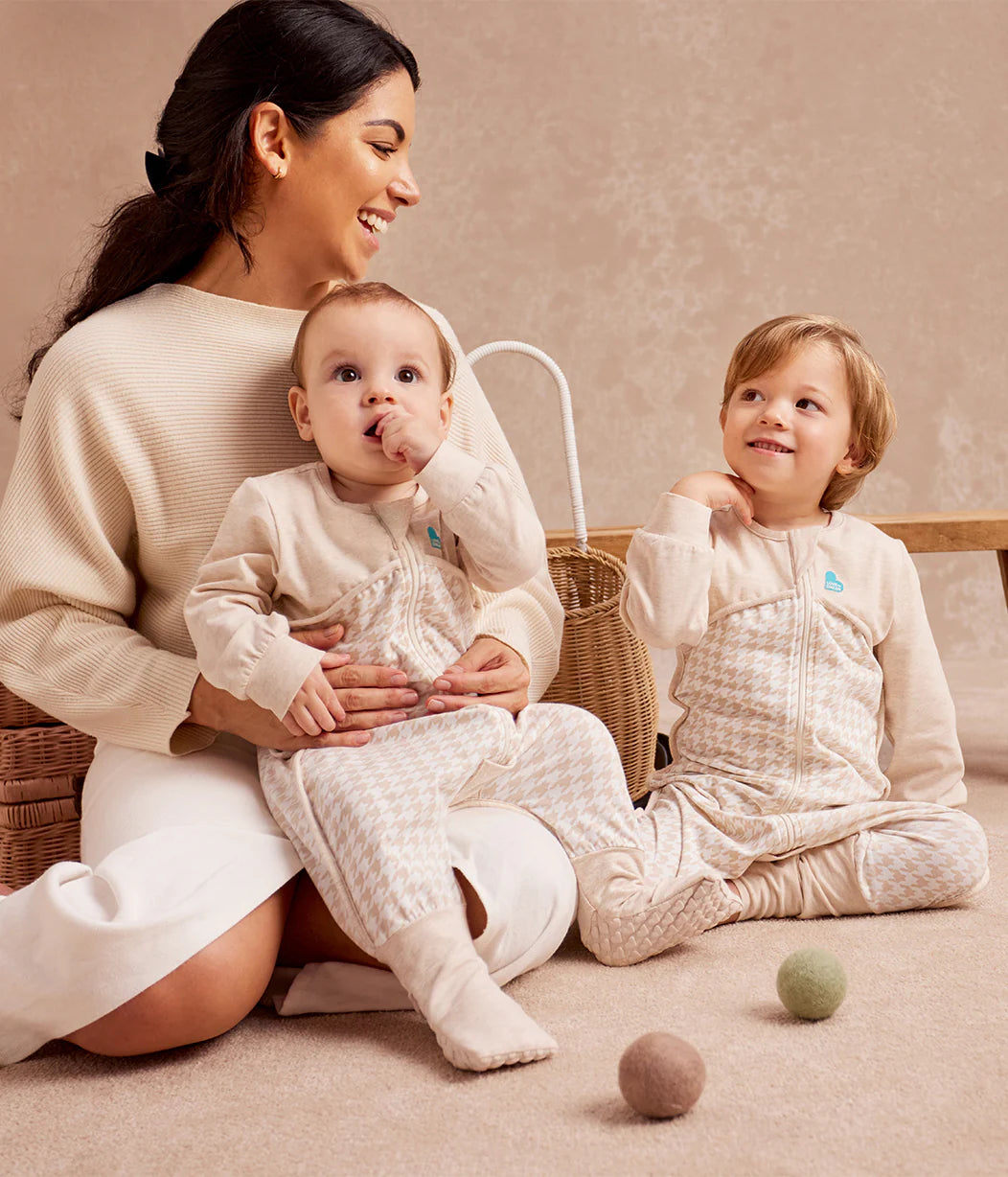 Sleep Suit 1.0 TOG LONG SLEEVE - Tan Houndstooth