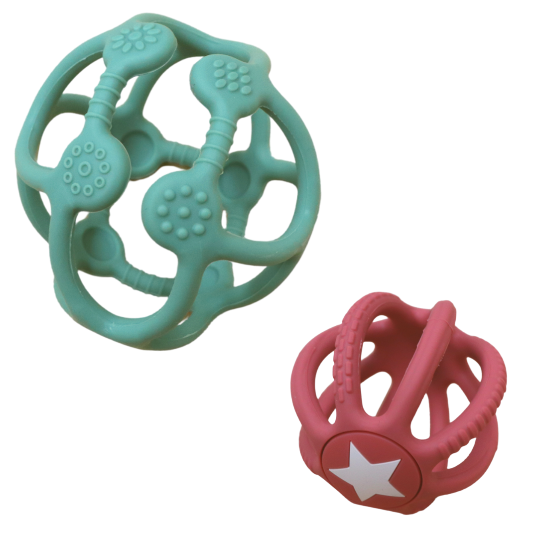 Jellystone Designs 2 PACK SENSORY BALL & FIDGET BALL Sage and dusty pink