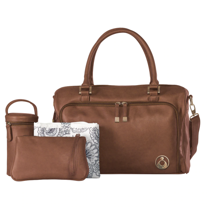 ISOKI DOUBLE ZIP SATCHEL  REDWOOD CHESTNUT